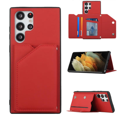 PU Leather Flip Shockproof Protective Cover for Samsung Galaxy S23 Ultra, Red