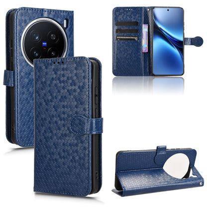 Slim Flip Polka-Dots Phone Case with Card Holder for Samsung VIVO X200 Pro, Blue