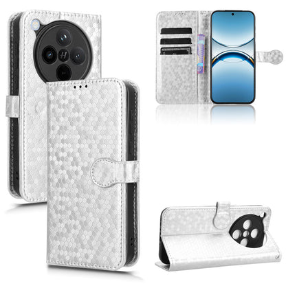 Slim Flip Polka-Dots Phone Case with Card Holder for OPPO Find X8, Silver