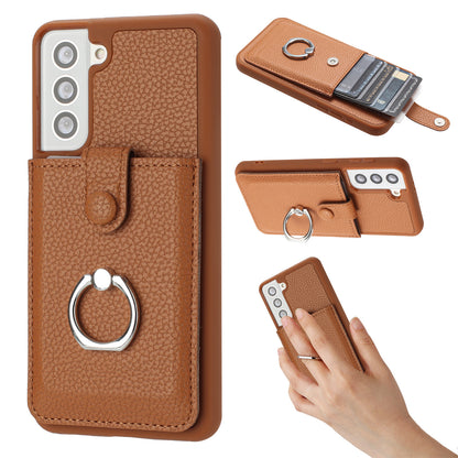 for Samsung Galaxy S21+ 5G Wallet Case with Card Holder, Brown