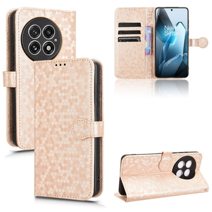 Slim Flip Polka-Dots Phone Case with Card Holder for OnePlus 13, Rose Gold