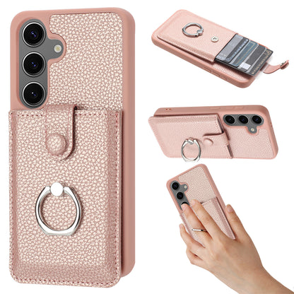 for Samsung Galaxy S24 FE Wallet Case with Card Holder, Rose Gold