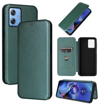 Carbon Fiber Flip Case for Moto G64 5G, Green