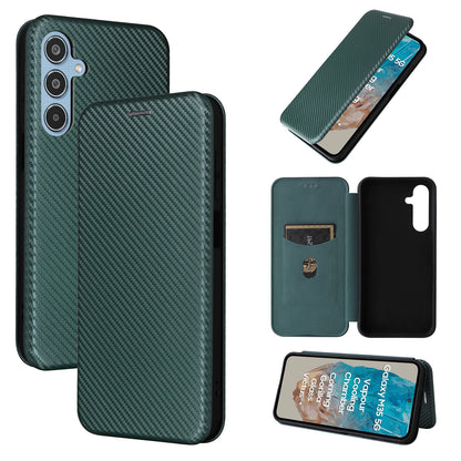 Carbon Fiber Flip Case for Samsung Galaxy M35 5G, Green