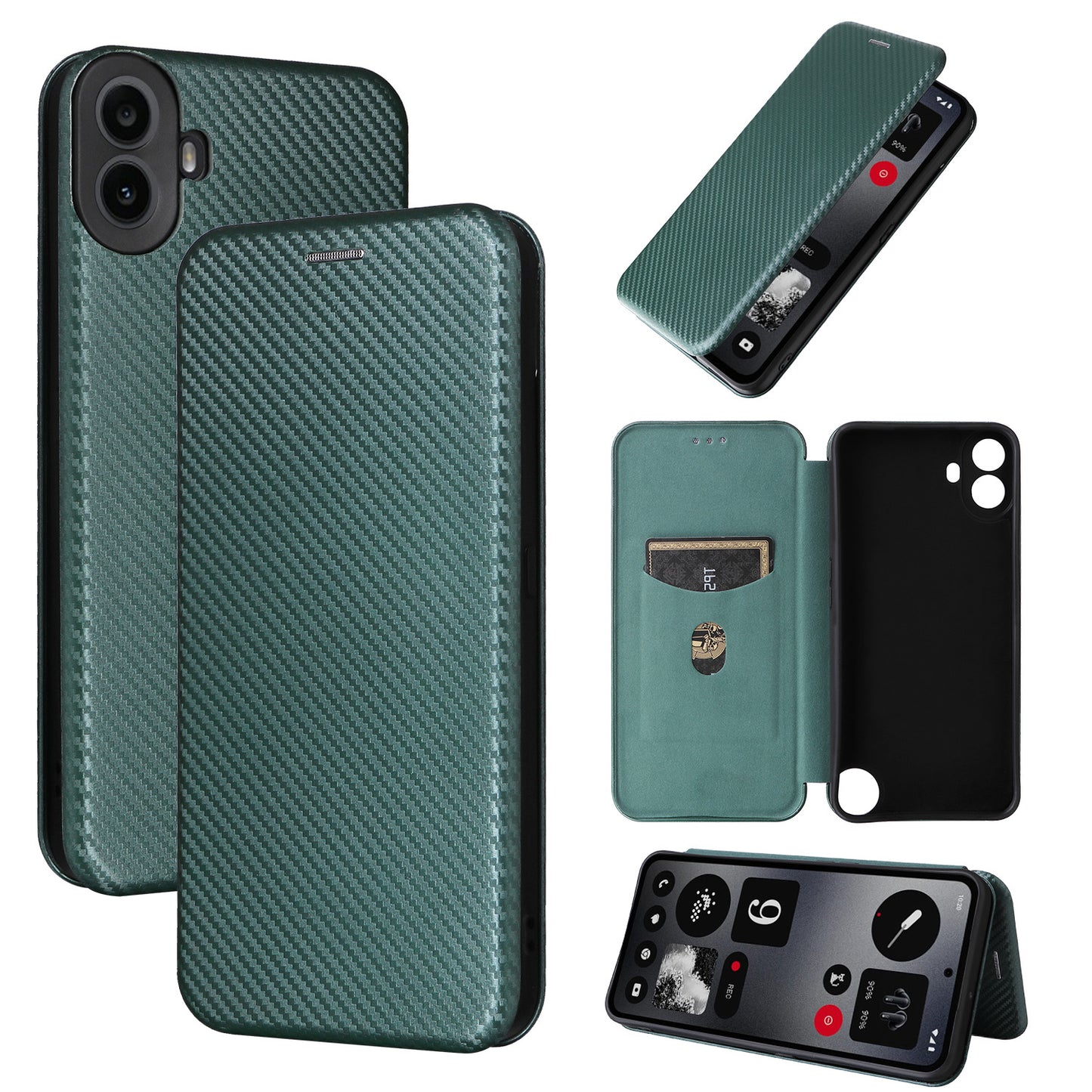 Carbon Fiber Flip Case for Nothing CMF Phone 1, Green