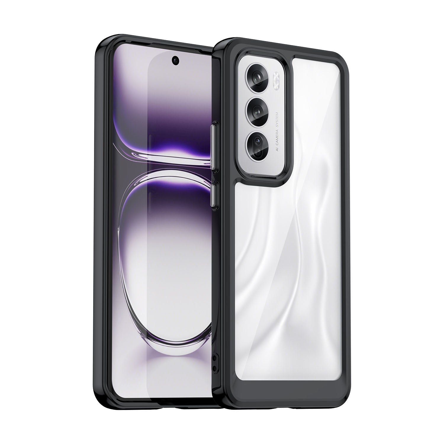 Hard Back Soft Bumper Protective Case for OPPO Reno12 5G, Black