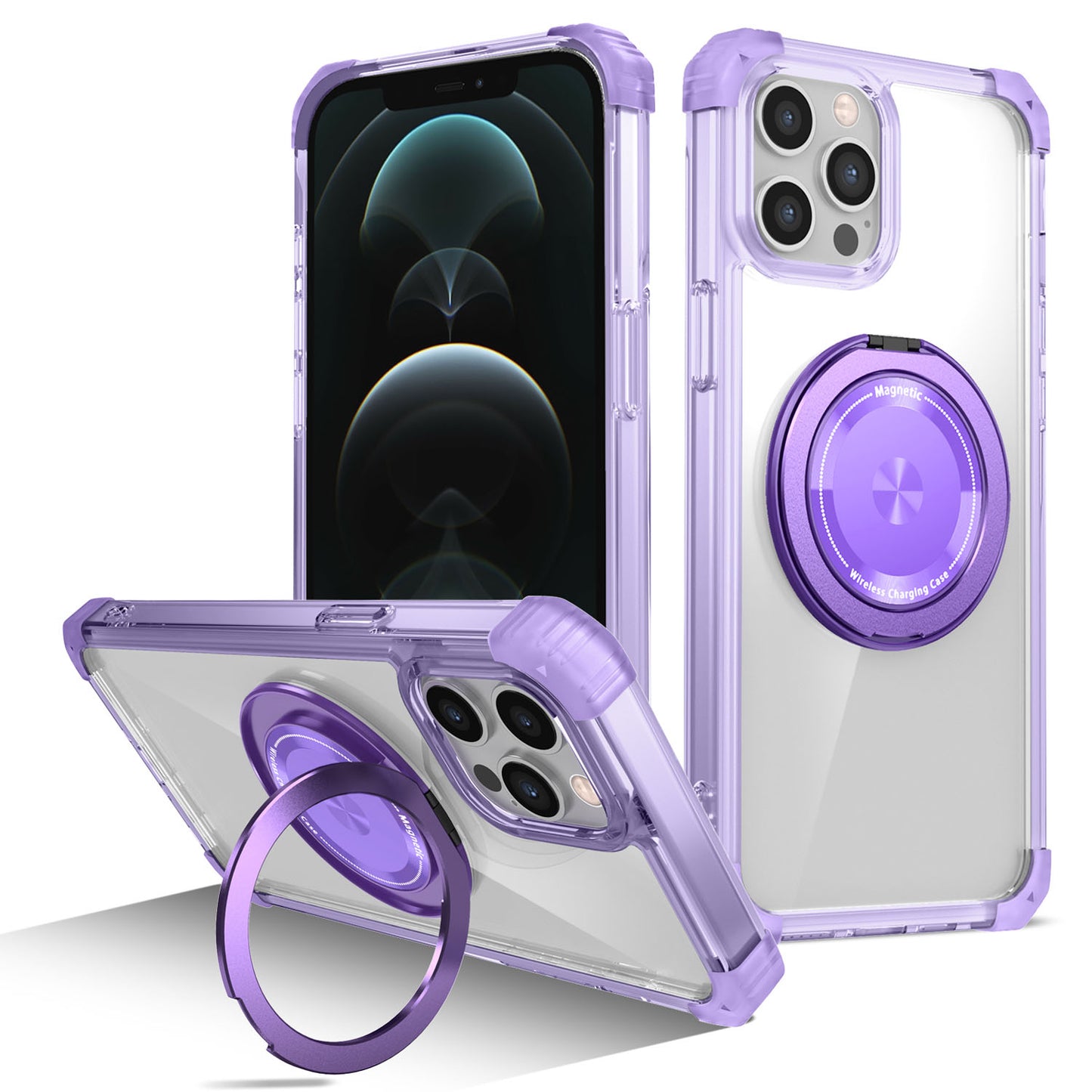 iPhone 12 Pro Max Case, Built in 360¡ã Magnetic Stand, Compatible with Magsafe, Purple