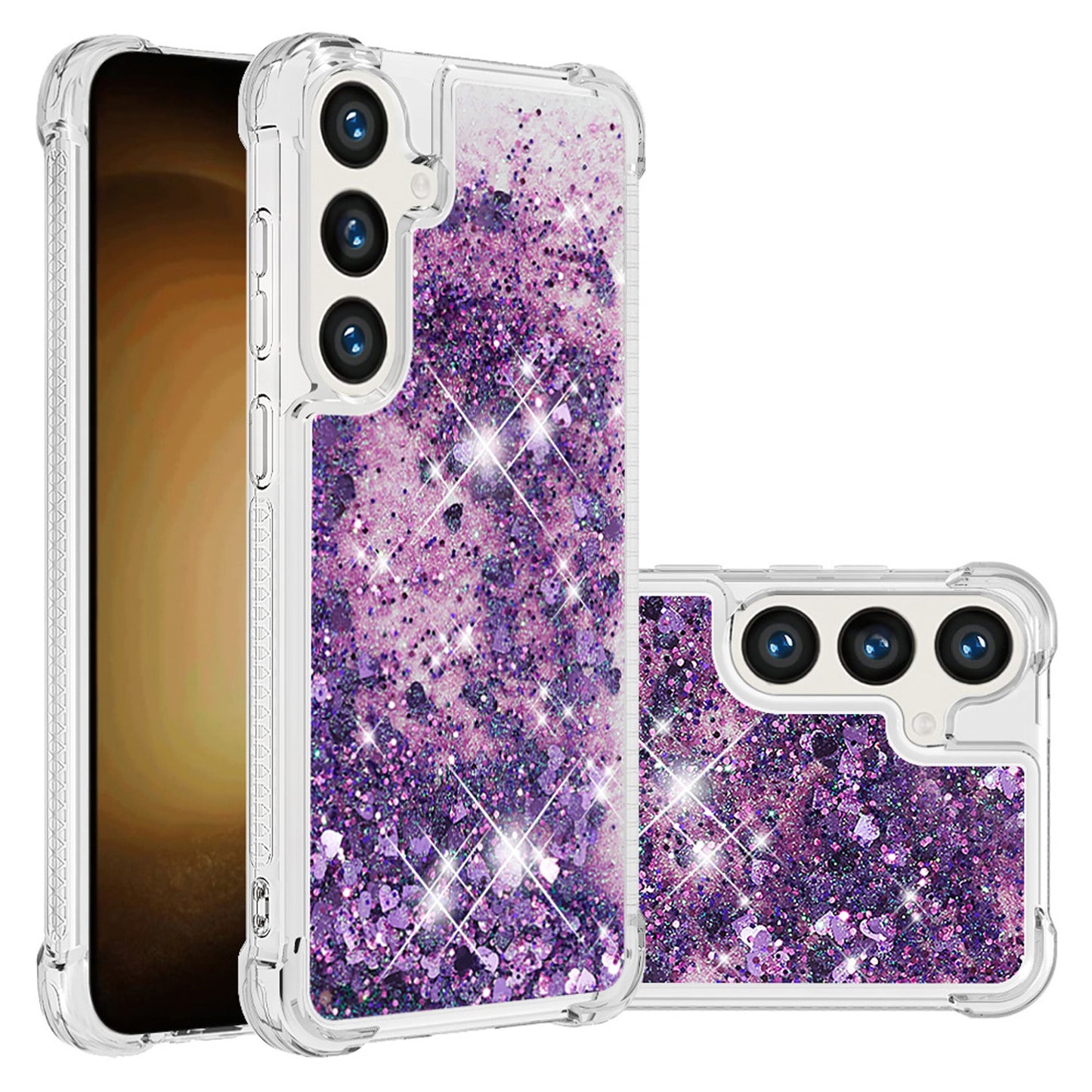 Liquid Flowing Case Anti Fall Proof Soft TPU Bumper Cover for Samsung Galaxy S25+, C-Purple Love