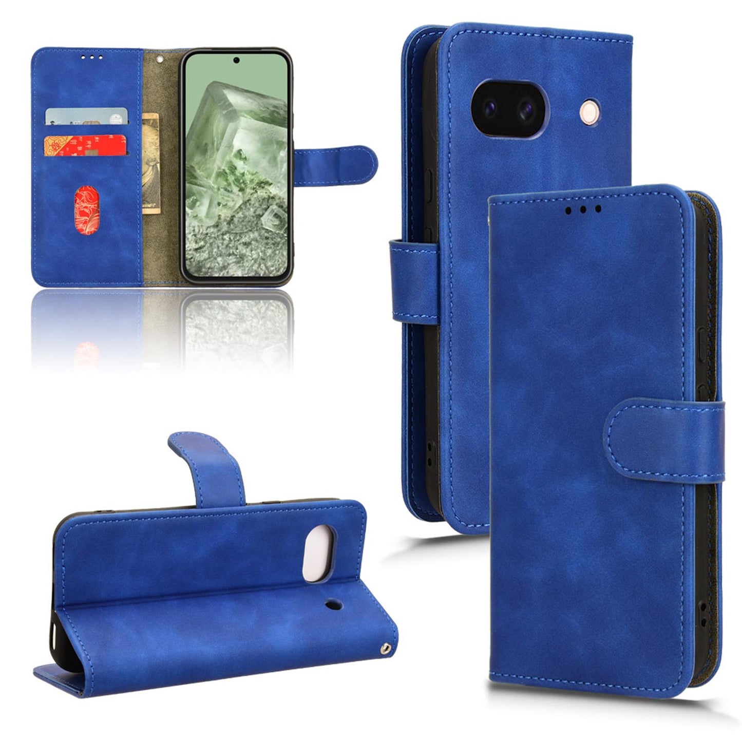 Wallet Case with Card Holder Flip Magnetic Protective Cover for Google Pixel 8A, Blue