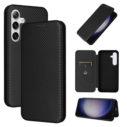 Carbon Fiber Flip Case for Samsung Galaxy S24+, Black