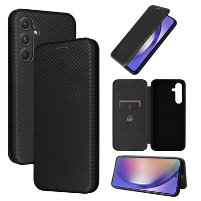 Carbon Fiber Flip Case for Samsung Galaxy A55 5G, Black