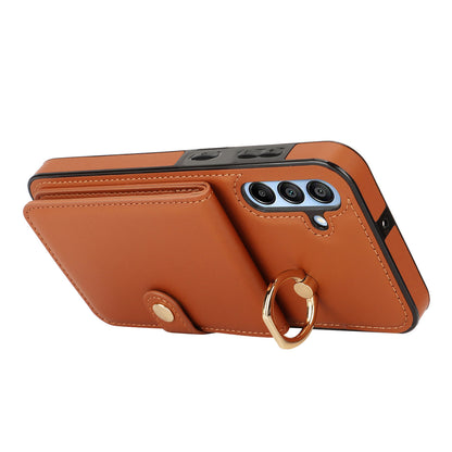 for Samsung Galaxy A35 5G Wallet Case with Card Holder, Brown