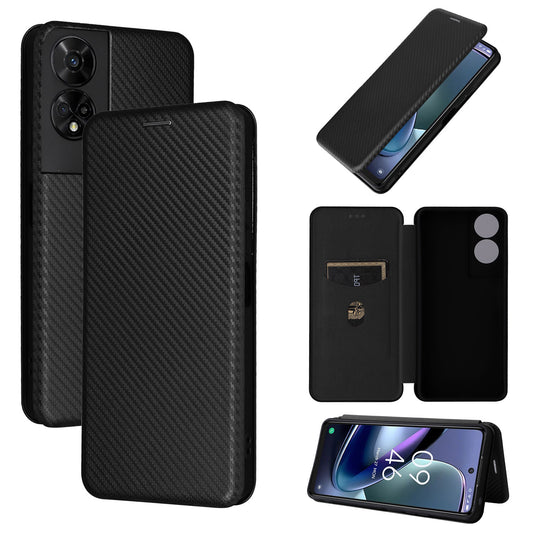 Carbon Fiber Flip Case for TCL 50 5G, Black