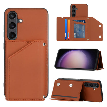 PU Leather Flip Shockproof Protective Cover for Samsung Galaxy S24+, Brown