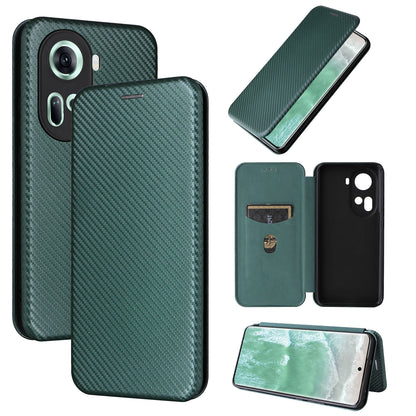 Carbon Fiber Flip Case for OPPO Reno11 5G, Green