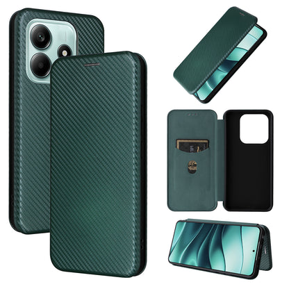 Carbon Fiber Flip Case for Redmi Note 14 5G, Green