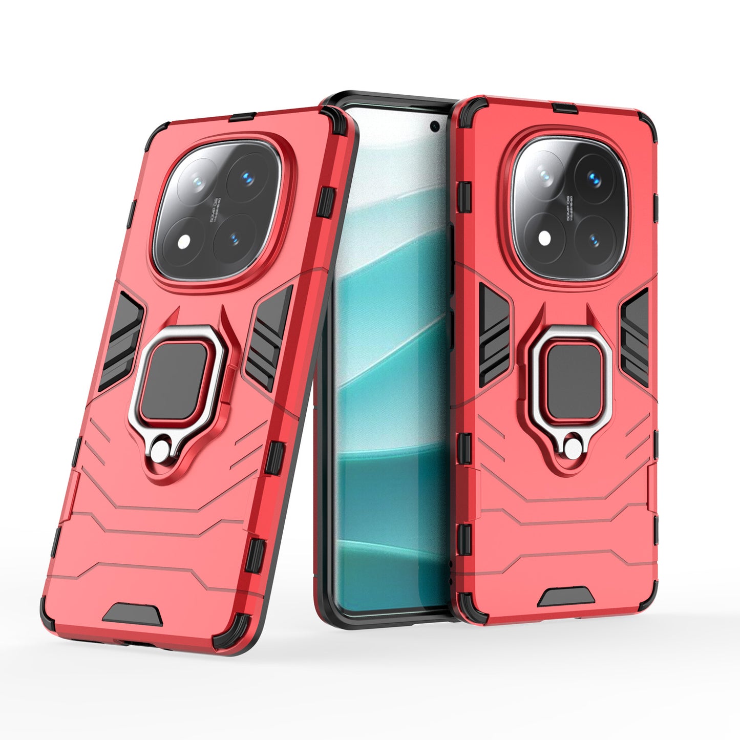 Support Magnetic Car Mounts Stylish Dual Layer Hard PC Back Case for Redmi Note 14 Pro Plus 5G