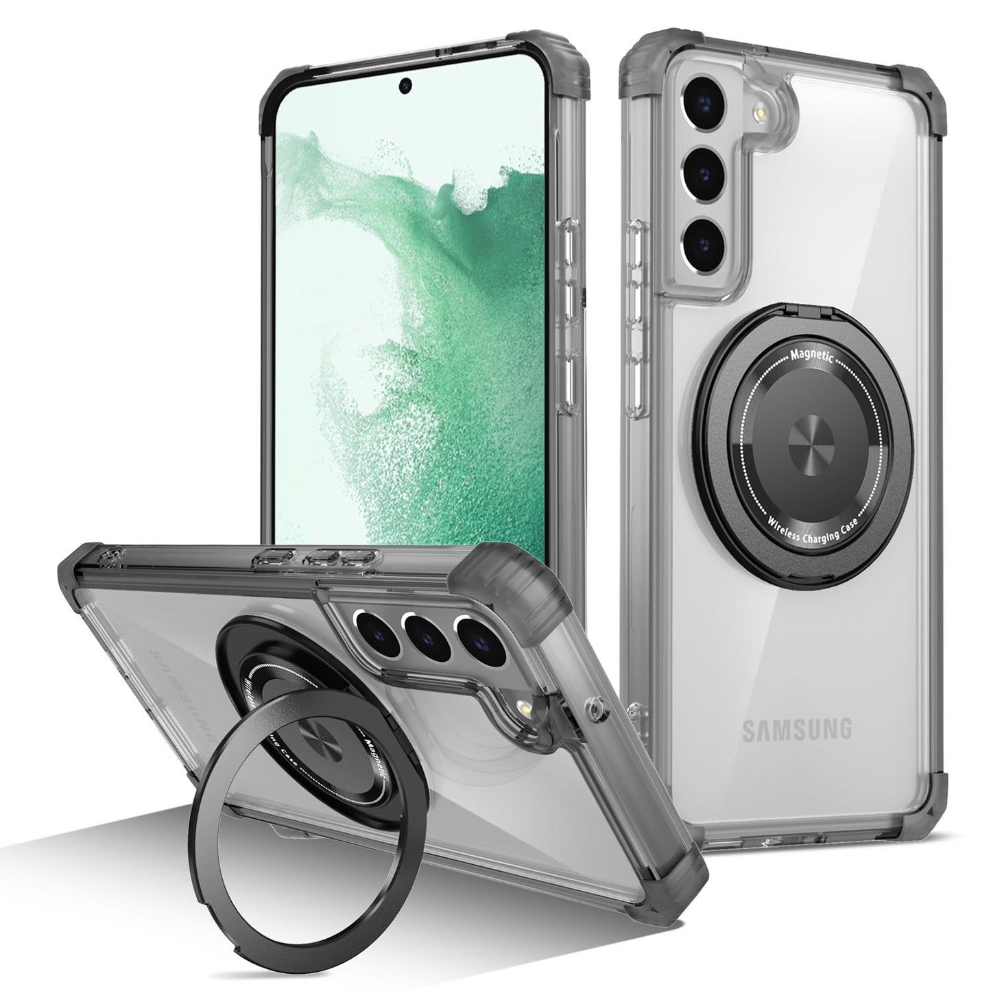 Samsung Galaxy S22+ Case, Built in 360¡ã Magnetic Stand, Compatible with Magsafe, Black