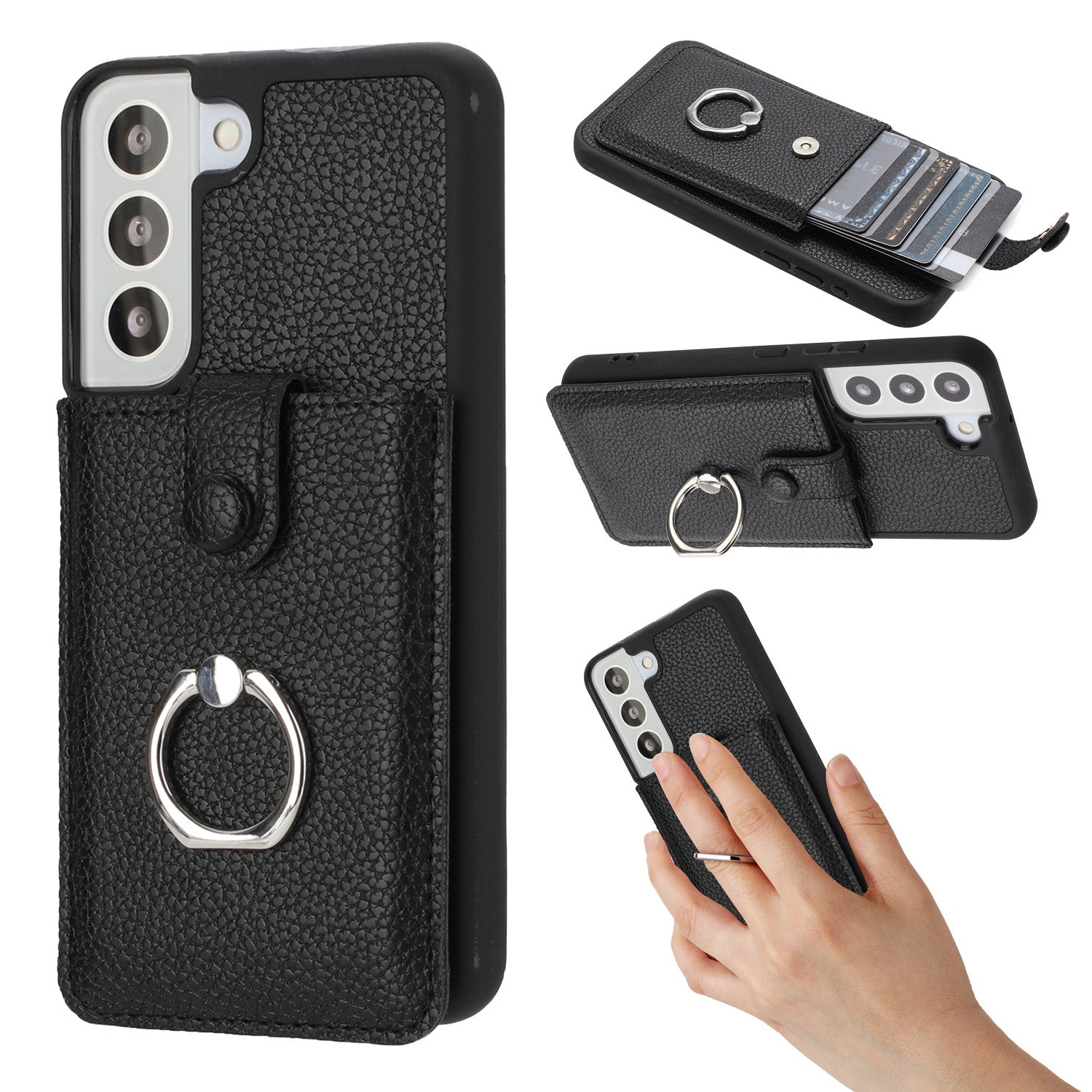 for Samsung Galaxy S22 Wallet Case with Card Holder, Black