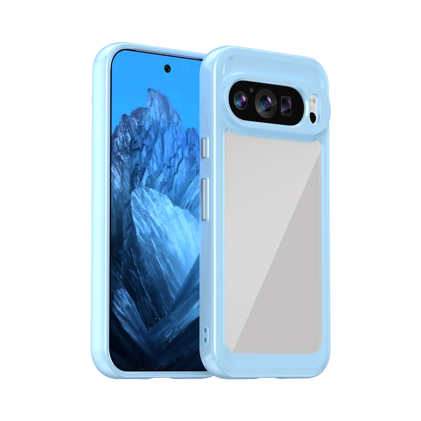 Hard Back Soft Bumper Protective Case for Google Pixel 9, Blue