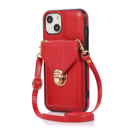 Crossbody Wallet Case with Wrist Strap Shoulder Protective Cover for iPhone 13 Mini