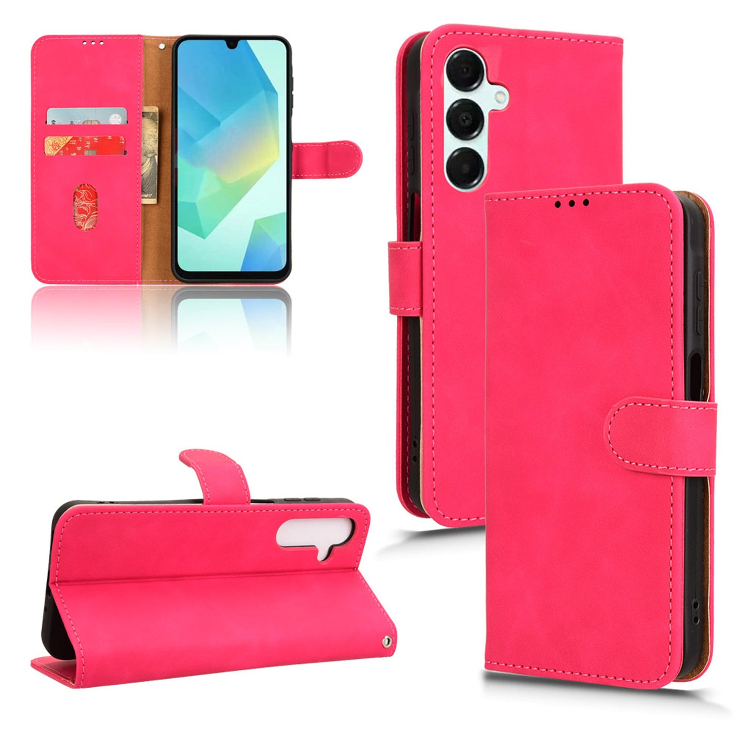 Wallet Case with Card Holder Flip Magnetic Protective Cover for Samsung Galaxy A16 5G, Pink