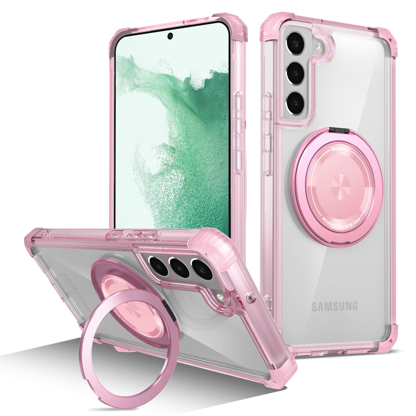 Samsung Galaxy S22+ Case, Built in 360¡ã Magnetic Stand, Compatible with Magsafe, Pink