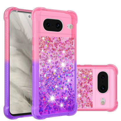 Google Pixel 8 Gradient Quicksand Series Bling Liquid TPU Case, Pink&Purple