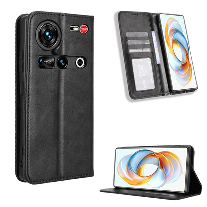 ZTE nubia Z70 Ultra Flip Folio Case with Card Holder Hidden Magnetic, Brown