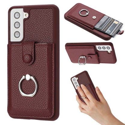 for Samsung Galaxy S21+ 5G Wallet Case with Card Holder, Red