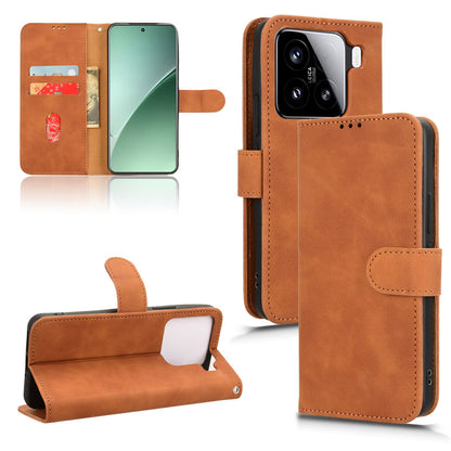 Wallet Case with Card Holder Flip Magnetic Protective Cover for Xiaomi 15, Brown