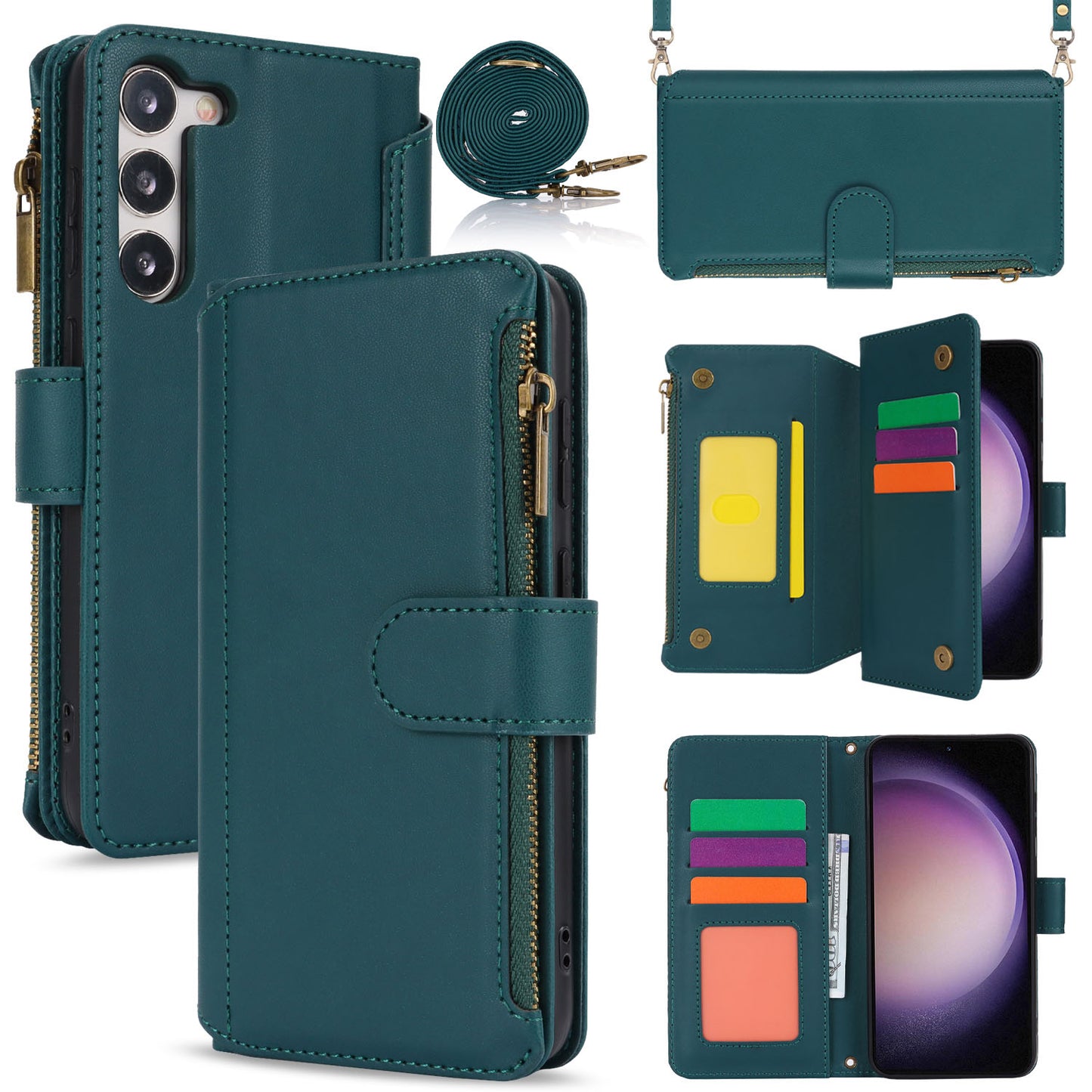 for Samsung Galaxy S23+ Wallet Case with RFID Blocking, Green