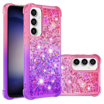 Samsung Galaxy S23 FE Gradient Quicksand Series Bling Liquid TPU Case, Pink&Purple