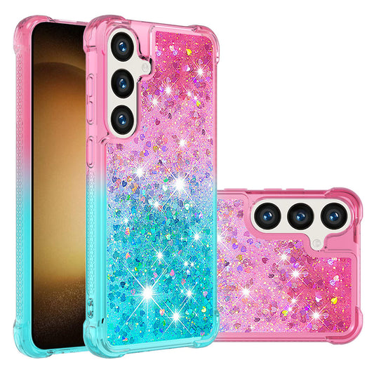 Samsung Galaxy S24+ Gradient Quicksand Series Bling Liquid TPU Case, Blue&Purple