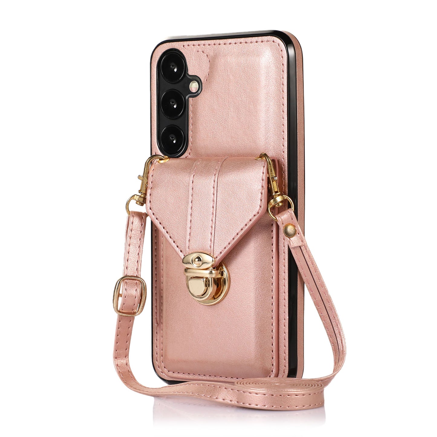 Crossbody Wallet Case with Wrist Strap Shoulder Protective Cover for Samsung Galaxy S24