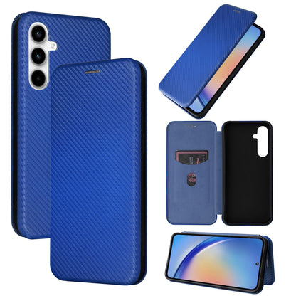 Carbon Fiber Flip Case for Samsung Galaxy A35 5G, Blue