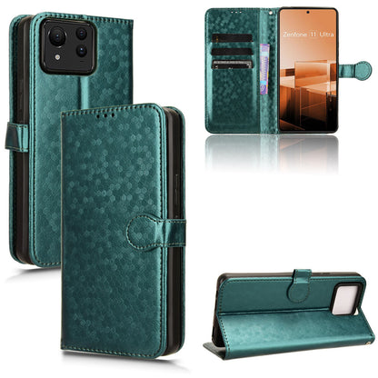 Slim Flip Polka-Dots Phone Case with Card Holder for Asus Zenfone 11 Ultra, Green