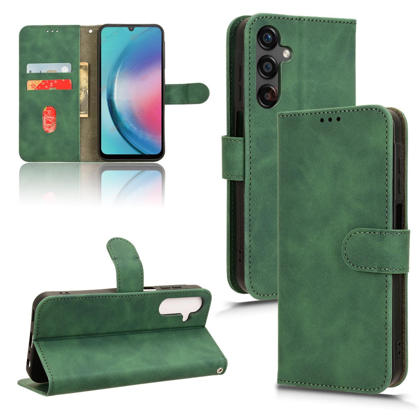 Wallet Case with Card Holder Flip Magnetic Protective Cover for Samsung Galaxy A25 5G, Green