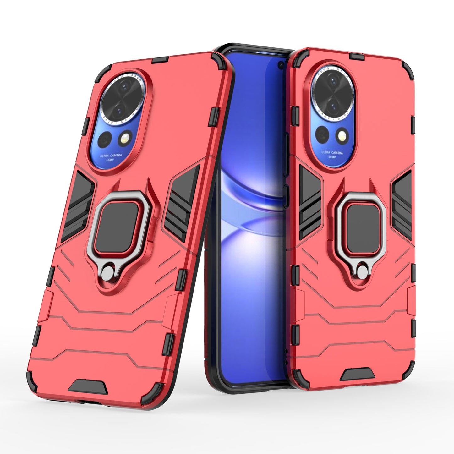 Support Magnetic Car Mounts Stylish Dual Layer Hard PC Back Case for Huawei Nova 12