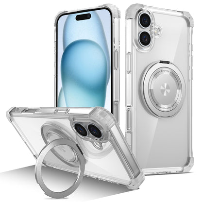 iPhone 16 Plus Case, Built in 360¡ã Magnetic Stand, Compatible with Magsafe, Clear