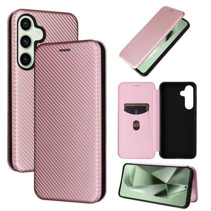 Carbon Fiber Flip Case for Samsung Galaxy S24 FE, Rose Gold