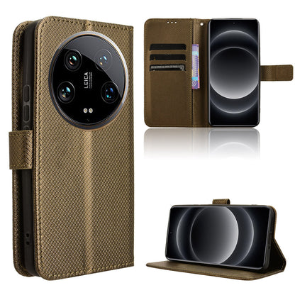 Wallet Case with Credit Card Holder PU Leather Flip Folio Phone Cover for Xiaomi 14 Ultra, Bronzed