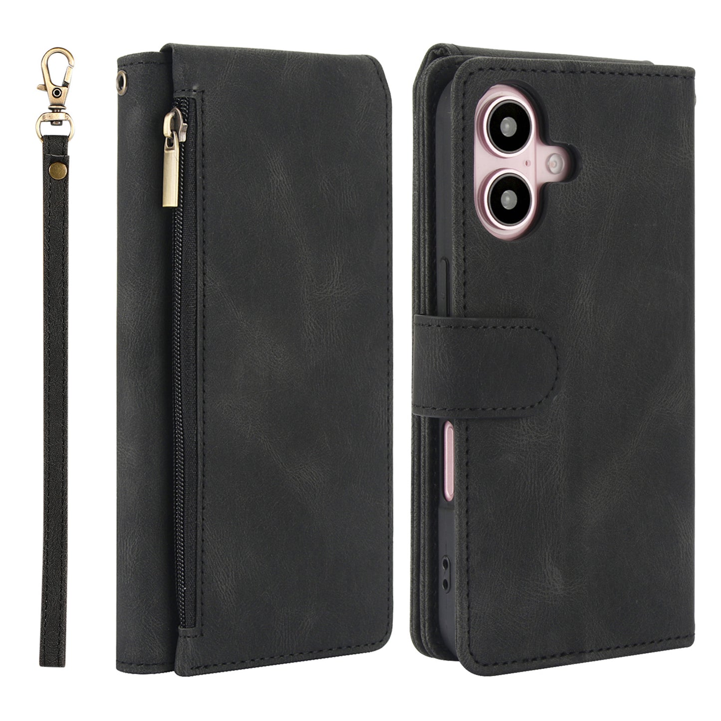 Zipper Wallet Case for iPhone 16 Plus