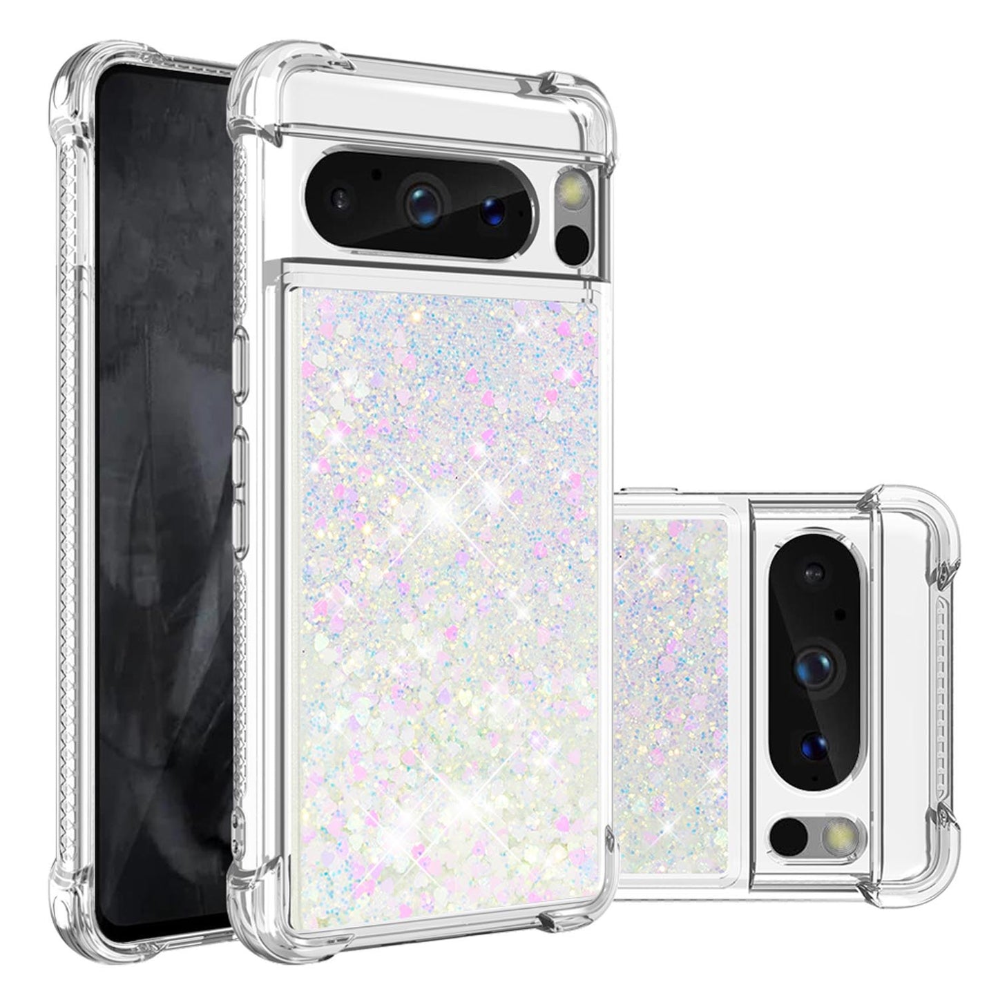 Liquid Flowing Case Anti Fall Proof Soft TPU Bumper Cover for Google Pixel 8 Pro, Colorful Love