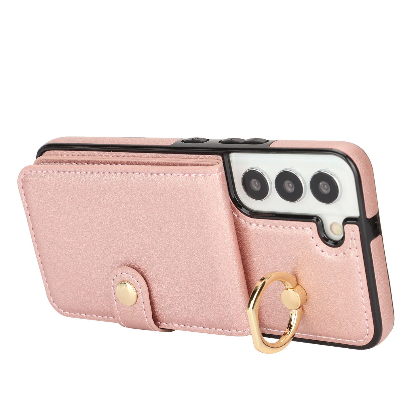 for Samsung Galaxy S22 Wallet Case with Card Holder, Rose Gold