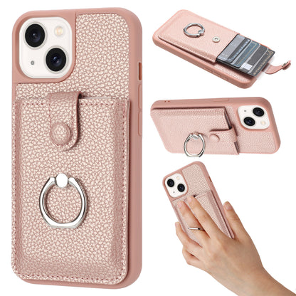 for iPhone 14 Wallet Case with Card Holder, Rose Gold