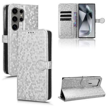 Slim Flip Polka-Dots Phone Case with Card Holder for Samsung Galaxy S24 Ultra, Silver