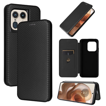 Carbon Fiber Flip Case for Motorola Edge 50 Ultra, Black