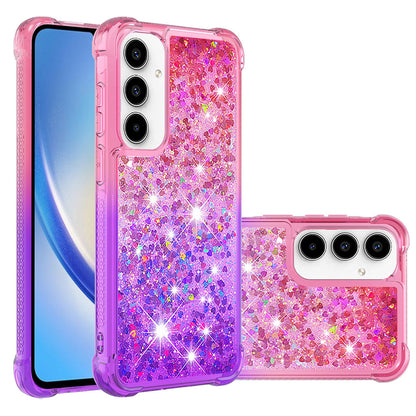 Samsung Galaxy A35 5G Gradient Quicksand Series Bling Liquid TPU Case, Pink&Purple