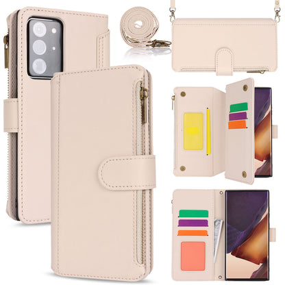 for Samsung Galaxy Note20 Ultra 5G Wallet Case with RFID Blocking, White